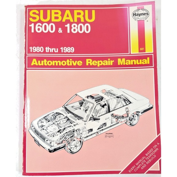 Other - SUBARU 1600 and 1800 1991-1992 all models Haynes Automotive Repair Manual #681